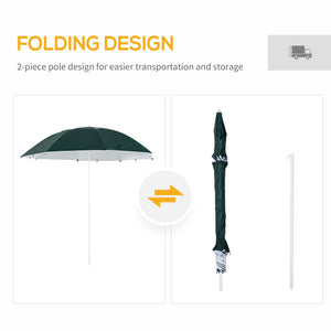 7ft 2-in-1 Beach Umbrella with Carry Bag, Green 