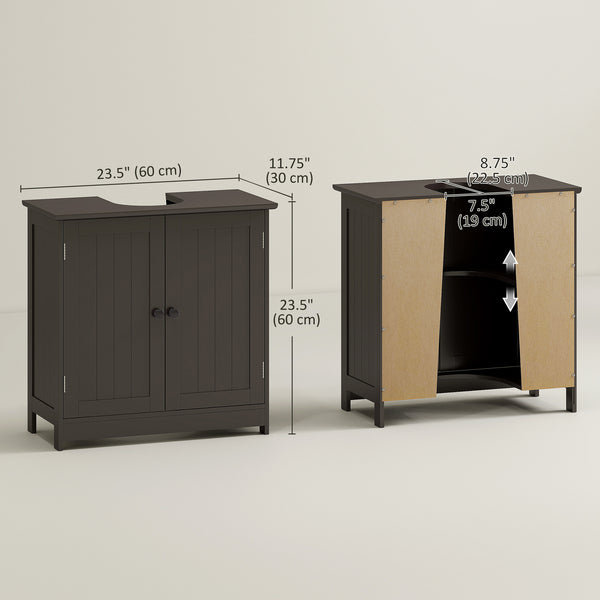 Vanity unit with 2 doors and shelf, coffee color