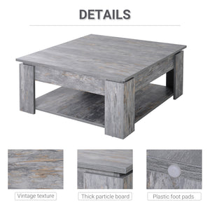 Modern coffee table with storage shelf, gray
