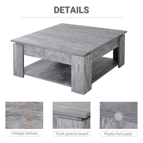 Modern coffee table with storage shelf, gray
