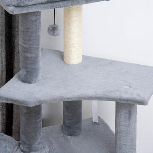 50" Multi-Level Cat Tree with Scratching Posts and Ramp, Grey