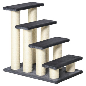 Cat tree with stairs, climbing post, and scratching post, dark grey