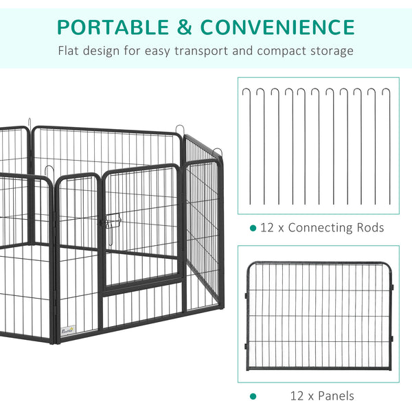 Heavy-duty metal dog playpen with built-in door and 12 panels