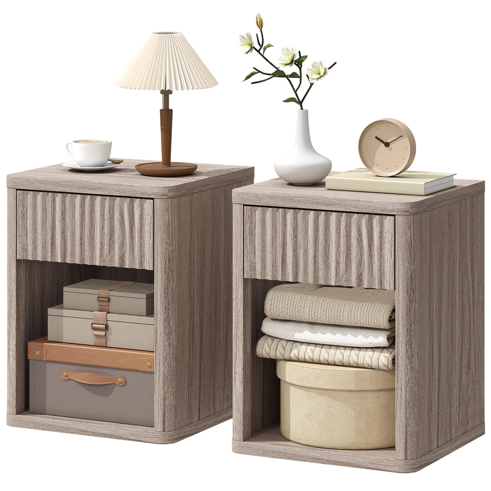 Set of 2 modern gray bedside tables