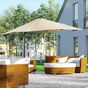 8-foot square cantilever parasol with 360° rotation, cream white