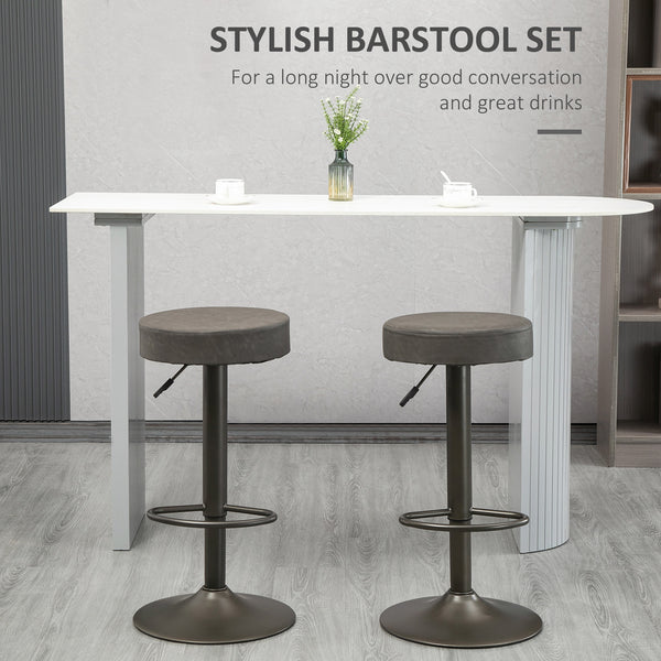 Set of 2 modern bar stools in faux leather, dark grey