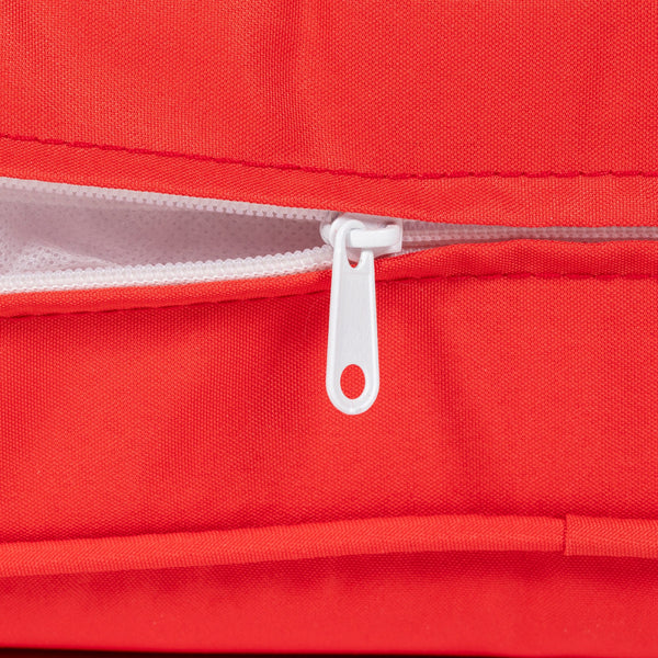 Thick and deep outdoor seat cushions with back cushion, red