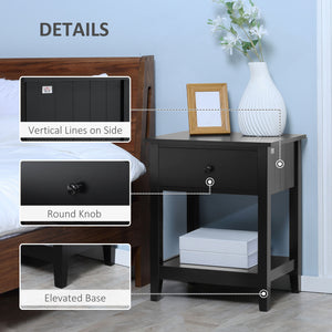 Small side table with drawer and storage shelf, black
