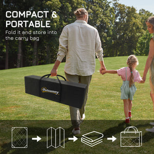 Portable outdoor mat with carrying bag, reversible, grey and white floral pattern