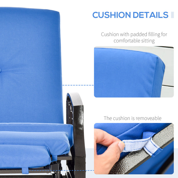 Reclining rattan armchair, blue