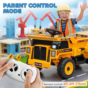 12V Dump Truck with Electric Tipper and Remote Control, Yellow