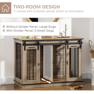 Cage cabinet with divider panel, oak