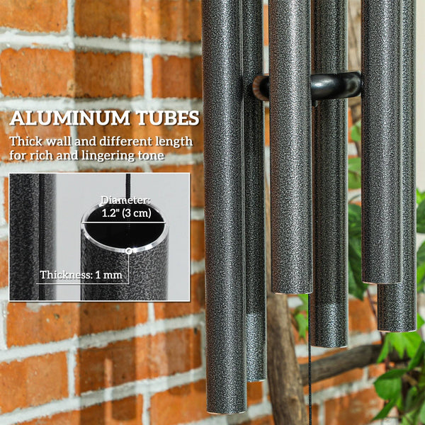 Wind chime with 6 aluminum tubes and hook