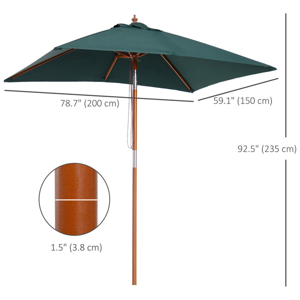 6.6-foot square parasol with tilt mechanism, green 