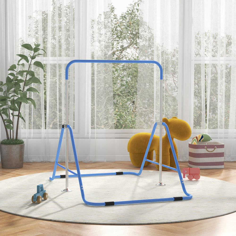 Foldable Gymnastics Bar for Kids with Adjustable Height, Blue