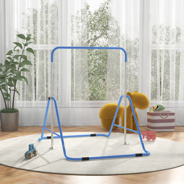 Foldable Gymnastics Bar for Kids with Adjustable Height, Blue