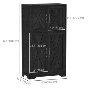 Farmhouse Style Kitchen Pantry with Barn Doors and Adjustable Shelves, Black