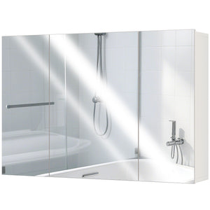 Medicine cabinet with mirror, 3 doors and adjustable shelves, white