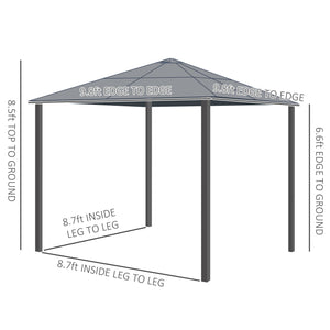 10 x 10 ft Hardtop Gazebo, Heavy Duty Shelter, Sun Shade with Curtain, Beige and Coffee 