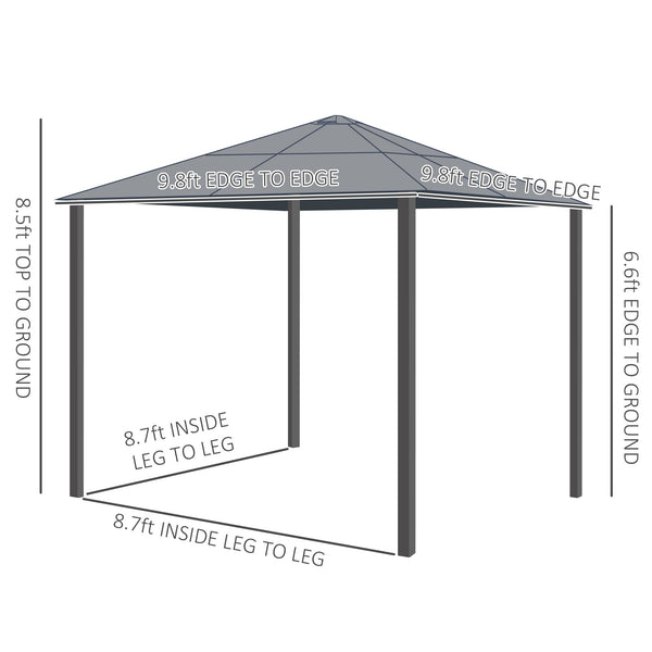 10 x 10 ft Hardtop Gazebo, Heavy Duty Shelter, Sun Shade with Curtain, Beige and Coffee 