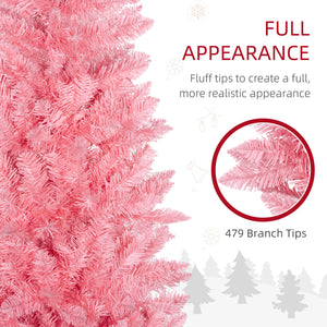 6ft Tall Artificial Christmas Tree with 479 Branches and Pink Steel Base