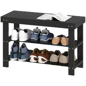Bamboo shoe storage bench, black 