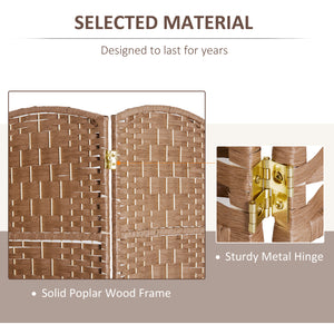 Folding room divider with 6 panels, natural color