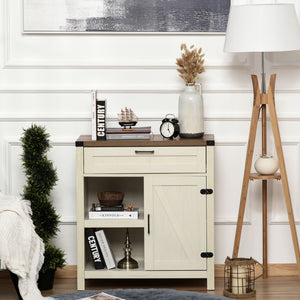 Rustic style storage sideboard with barn doors, white