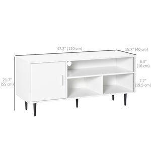 Modern TV Stand for TVs up to 60 inches with Storage Shelf, White