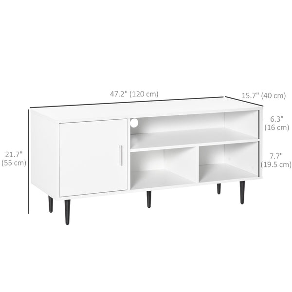 Modern TV Stand for TVs up to 60 inches with Storage Shelf, White