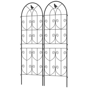 Set of 2 metal garden trellises, black