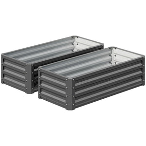 Galvanized Raised Garden Beds, Outdoor Planter Box, Set of 2, for Flowers, Herbs and Vegetables, Light Gray