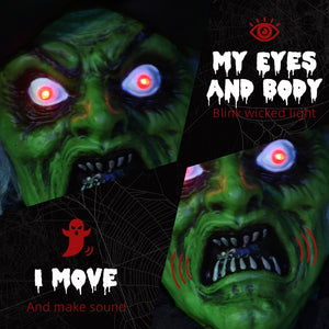 6ft Life Size Halloween Decoration, Animated Witch with Sound and Motion Activated, Light-Up Eyes, Spooky Sound
