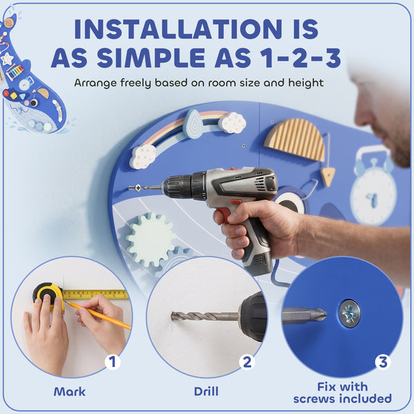 13-in-1 Whale Wall Activity Panel, Blue