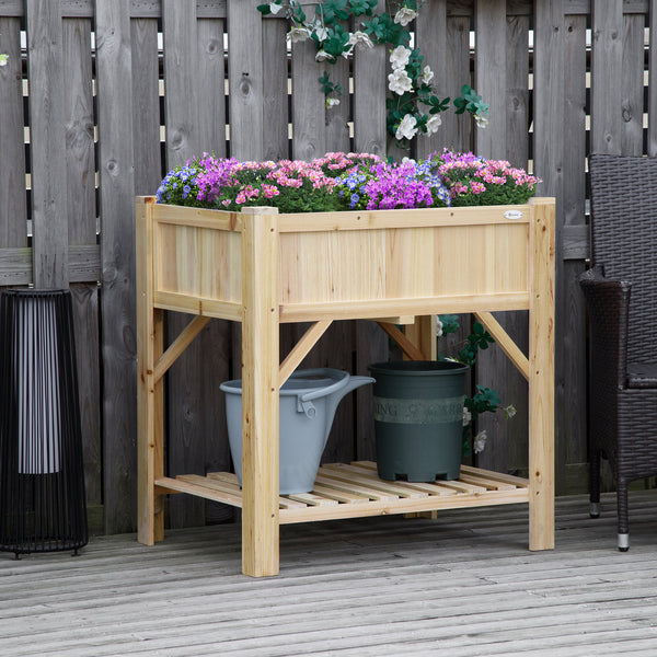 Raised planter with 6 pockets, storage shelf, and non-woven fabric