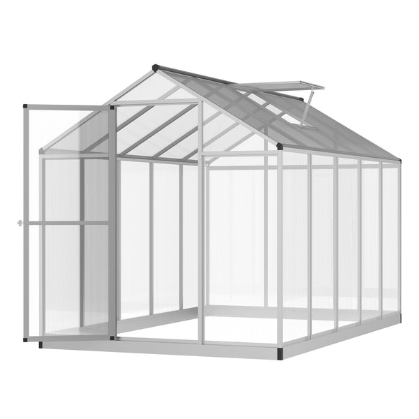 6' x 10' x 6.4' Garden Greenhouse Polycarbonate Panels and Aluminum Frame, Silver