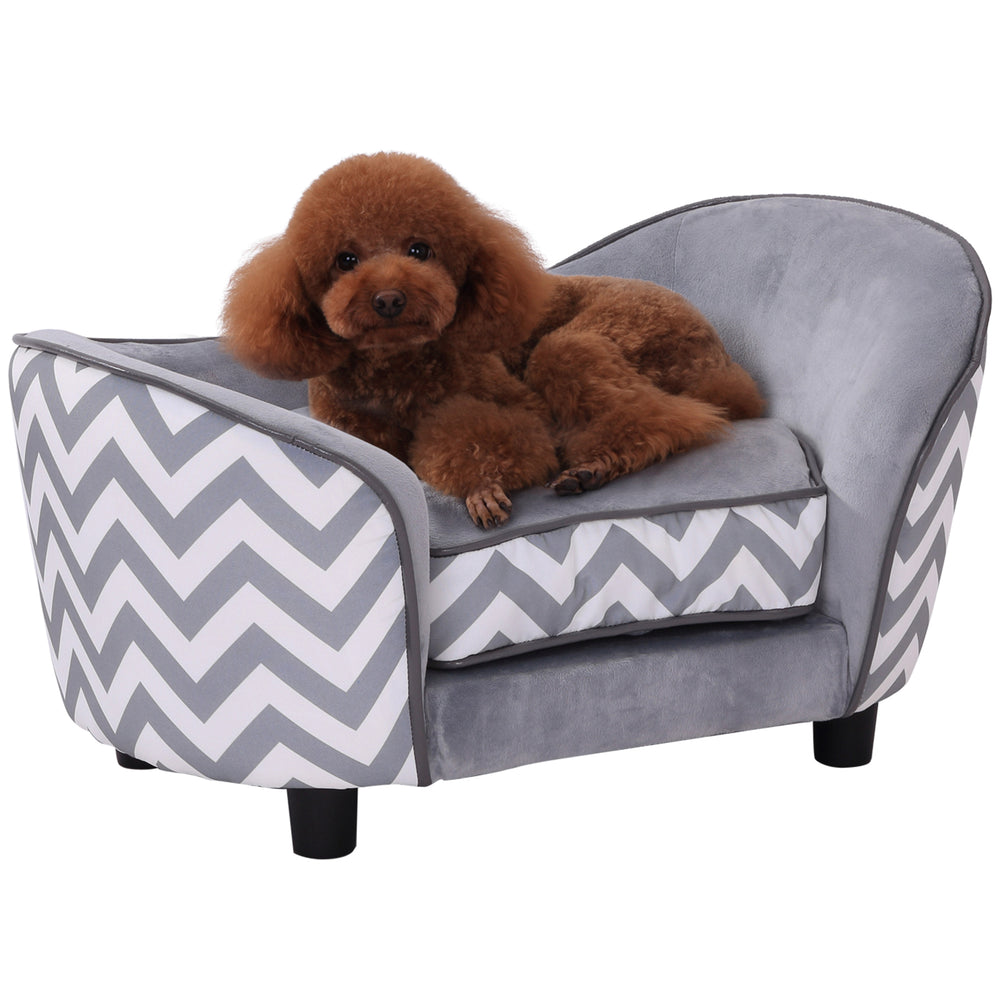Raised Dog Sofa with Storage, Removable Cushion Cover, Grey
