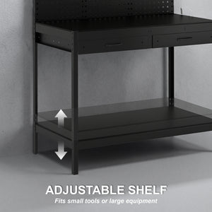 43 in. reinforced workbench with LED lighting and outlets