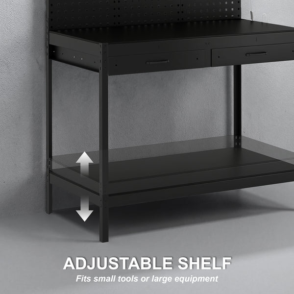 43 in. reinforced workbench with LED lighting and outlets