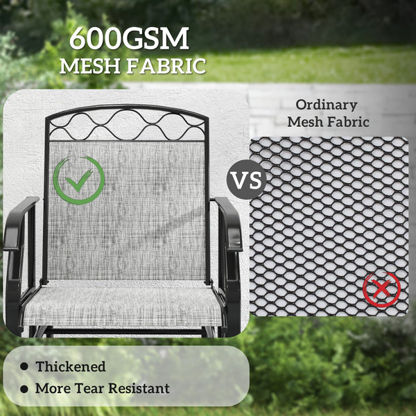 Set of 2 Outdoor Patio Chairs with Thick Breathable Mesh Seat, High Back, Steel Frame, Grey