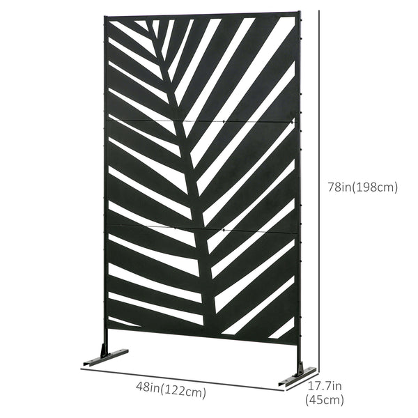 Outdoor metal screen with bracket and expansion screws, banana leaf pattern