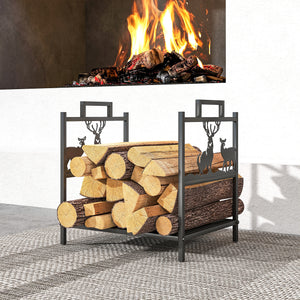 Heavy Duty Log Rack with Handles Black 