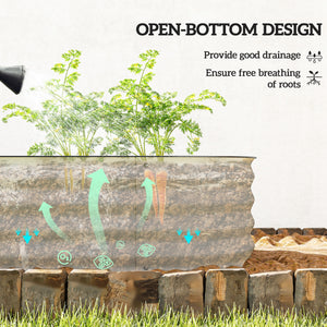 Galvanized raised planter with safety rim, cream white
