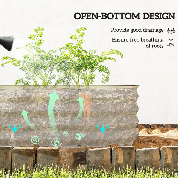 Galvanized raised planter with safety rim, cream white