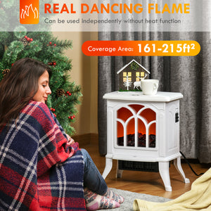 Freestanding Electric Fireplace with Realistic Flame 750W/1500W, White