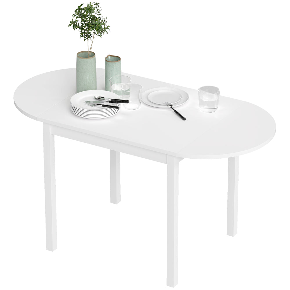Solid wood drop-leaf kitchen table for small spaces, white