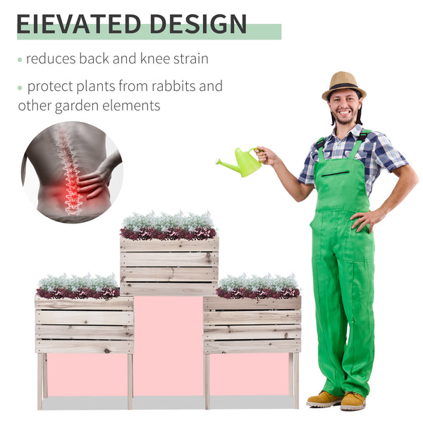 Set of 4 raised wooden garden planters
