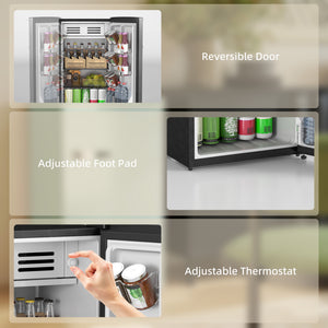 Mini-réfrigérateur rétro compact à une porte de 88 litres (3,1 pi³), thermostat réglable, 2 étagères en verre, noir