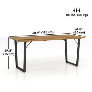 Wooden outdoor dining table with parasol hole