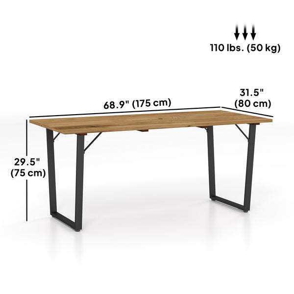Wooden outdoor dining table with parasol hole